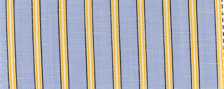 70% Super 130's Merino Wool 17% Lyocell 13% Linen | Yellow/Blue Stripe