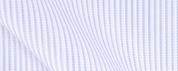 White/Light Blue Satin Stripe | 120/2