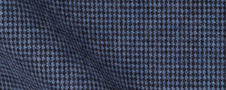 Blue Heathered Brushed Twill Micro Houndstooth