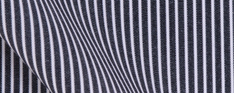 Black Reverse Border Stripe Two Ply Broadcloth