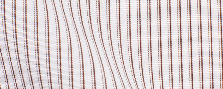 White/Brown Combination Pinstripe | 120/2 Broadcloth