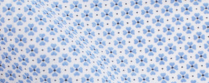 White / Blue Clovers Print Broadcloth