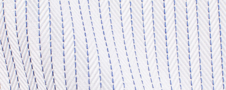 White/ Blue Stripe Herringbone | 90/2