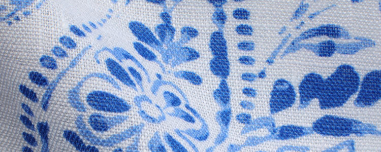 Blue Floral Printed Linen