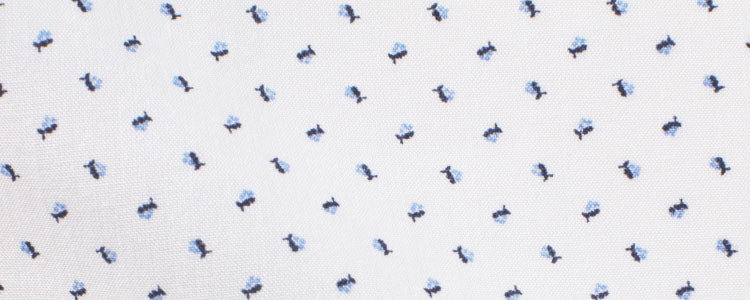 White / Blue Abstract Design Print Broadcloth