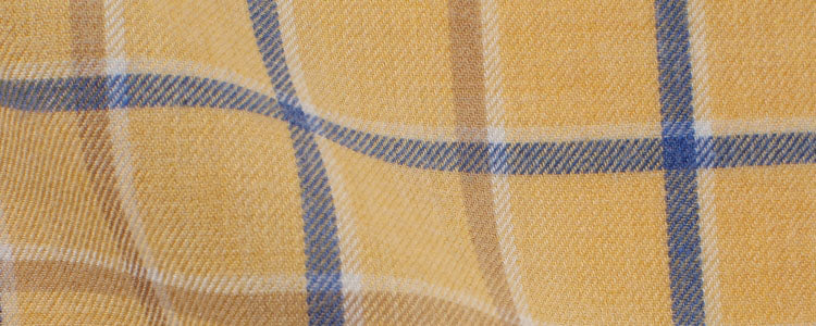 Yellow/Blue/Tan Brushed Twill Large Box Check