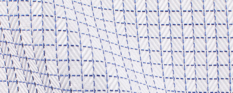 White/ Blue Graph Check Herringbone | 90/2