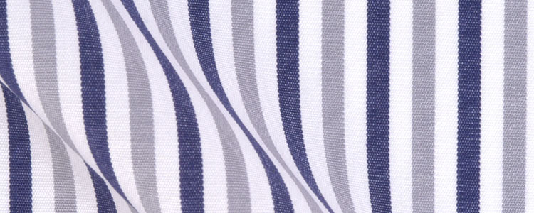 Grey/Navy/White Classic Bengal Stripe Two Ply Broadcloth