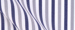 Grey/Navy/White Classic Bengal Stripe Two Ply Broadcloth