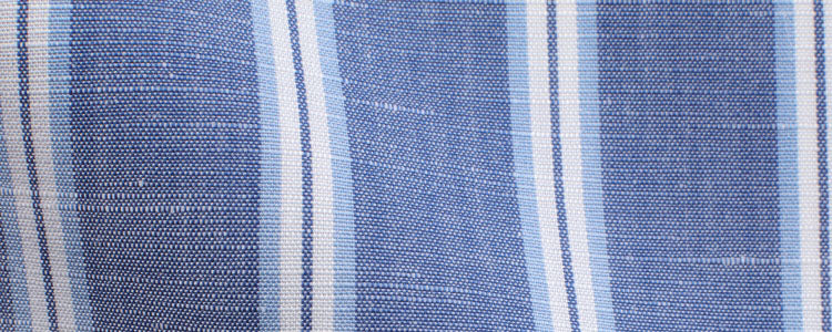 Navy Variegated Reverse Stripe Cotton/Linen Easy Wear | Easy Care