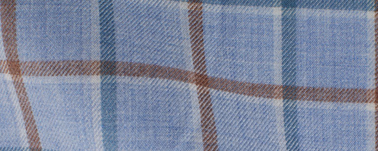 Blue/Tan Brushed Twill Large Box Check