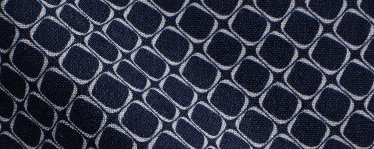 Navy Abstract Geometric Printed Linen