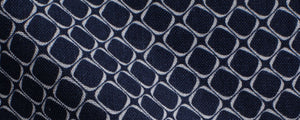 Navy Abstract Geometric Printed Linen