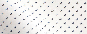 White / Abstract Blue Birds Print Broadcloth