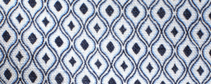 Navy/White Abstract Design Printed Linen