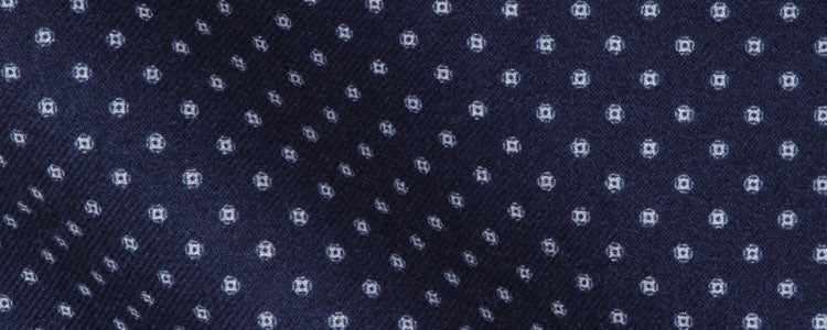 Navy Abstract Medallions Brushed Twill