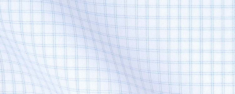 White/Blue Double Bar Graph Check Twill