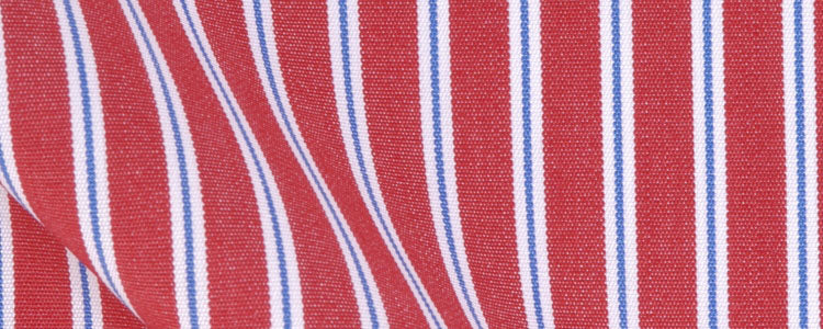 Red/Blue Reverse Multi Stripe Two Ply Broadcloth