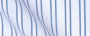 White/Blue Border Satin Stripe