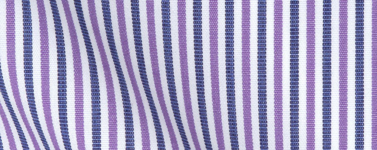 Purple/Navy/White Narrow Bengal Stripe Two Ply Broadcloth