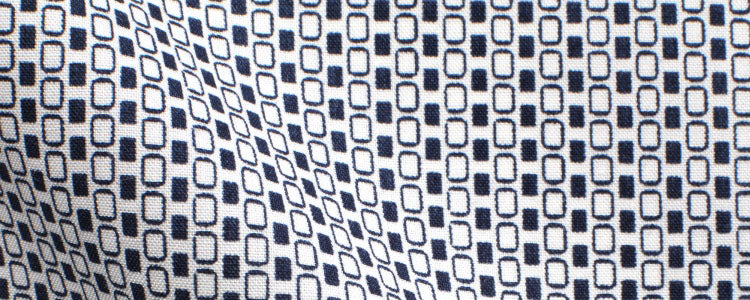 White/Navy Geometric Design Print Broadcloth