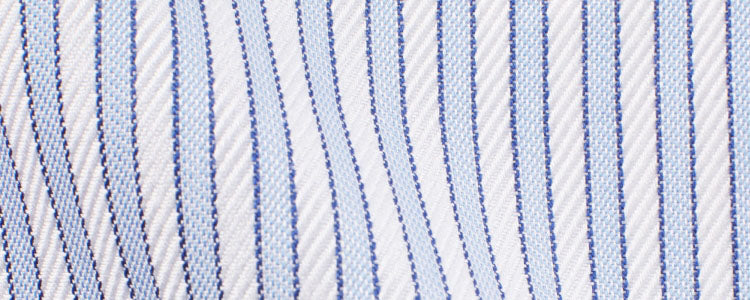 White Twill/Blue Satin Border Stripe | 90/2