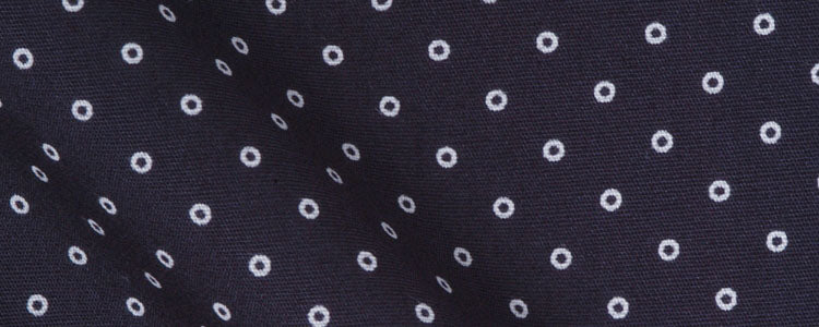 Navy/ White Circles Stretch Cotton Broadcloth