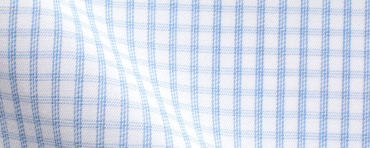 Light Blue Triple Graph Check Cotton/Tencel