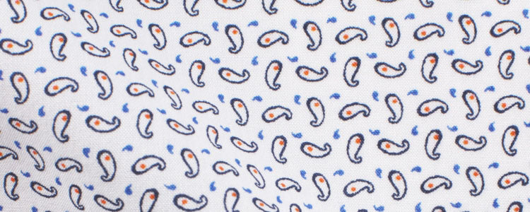 White/Blue/Orange Deconstructed Paisley Print Broadcloth