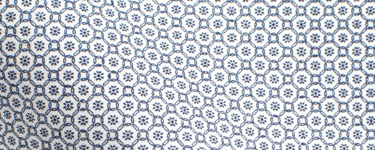 White/Navy Abstract Medallions Print Broadcloth