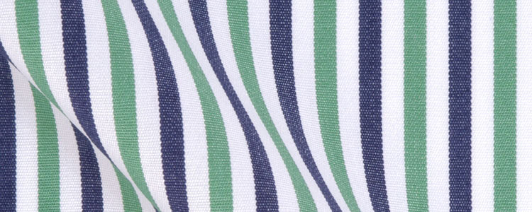 Green/Navy/White Classic Bengal Stripe Two Ply Broadcloth