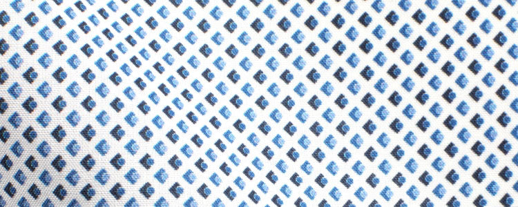 White/Blue Small Diamonds Print Broadcloth