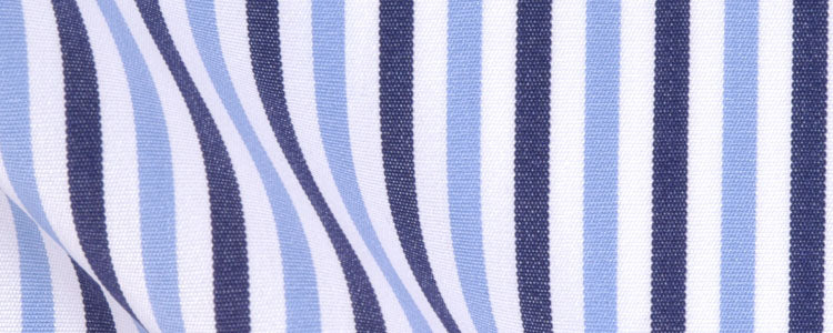 Blue/Navy/White Classic Bengal Stripe Two Ply Broadcloth