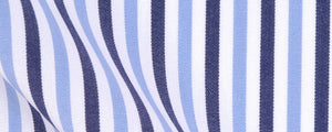 Blue/Navy/White Classic Bengal Stripe Two Ply Broadcloth