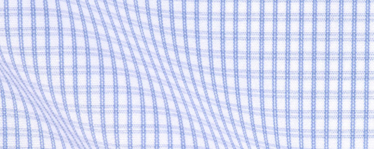 Blue Double Bar Check Two Ply Broadcloth