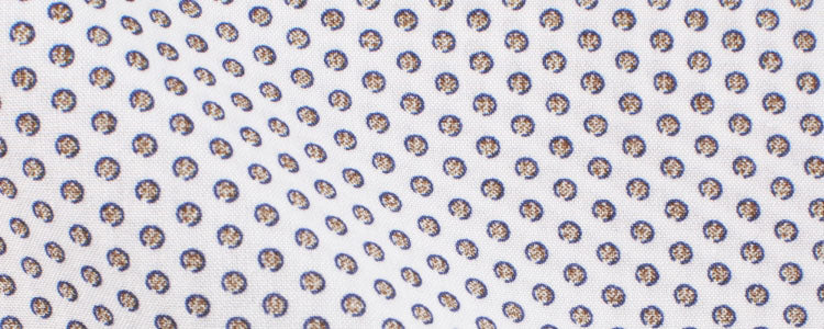 White / Navy Stylized Circles Print Broadcloth