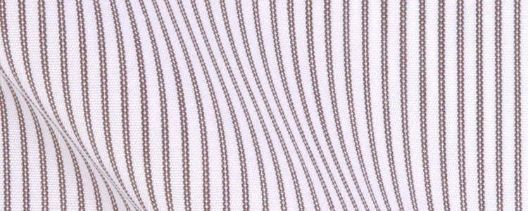 Brown Double Bar Stripe Two Ply Broadcloth