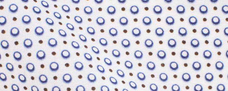 White/Blue/Russet Circles and Dots Abstract Print Broadcloth