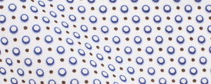 White/Blue/Russet Circles and Dots Abstract Print Broadcloth