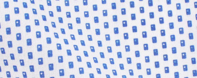 White/Blue Geometric Design Print Broadcloth