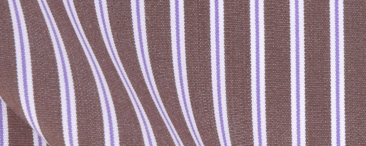 Brown/Purple Reverse Multi Stripe Two Ply Broadcloth