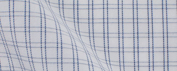 Blue Double Graph Check Cotton/Tencel