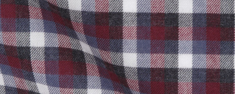 Wine / Blue / Grey Brushed Twill Plaid