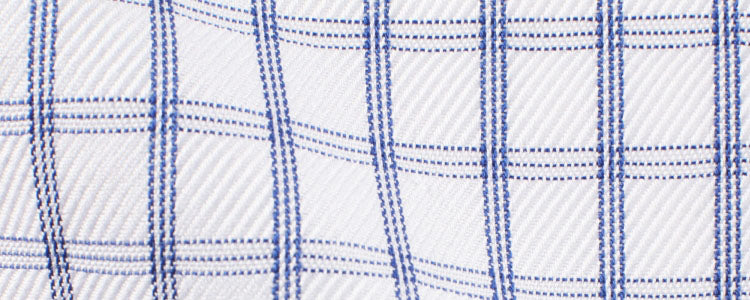 White/Blue Triple Graph Check Twill | 90/2