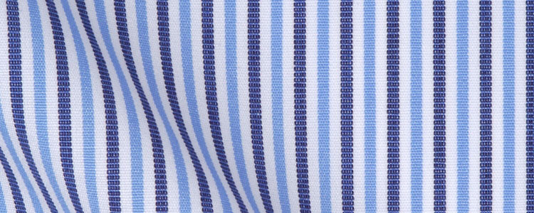 Blue/Navy/White Narrow Bengal Stripe Two Ply Broadcloth