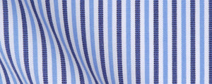 Blue/Navy/White Narrow Bengal Stripe Two Ply Broadcloth