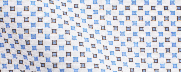 White/Blue/Grey Geometric Design Print Broadcloth