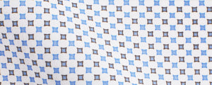 White/Blue/Grey Geometric Design Print Broadcloth