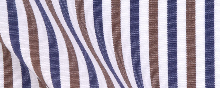 Brown/Navy/White Classic Bengal Stripe Two Ply Broadcloth