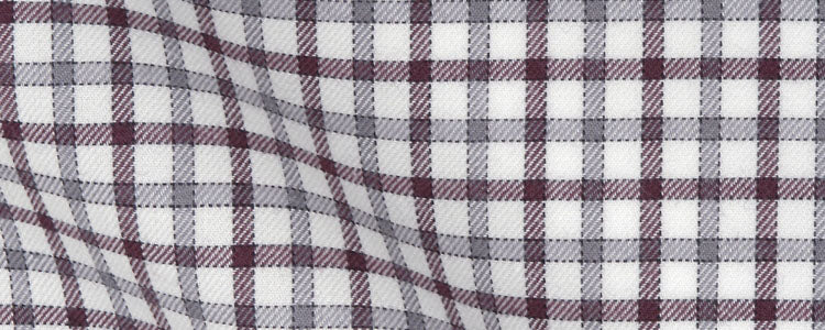 Burgundy/Grey Brushed Twill Check